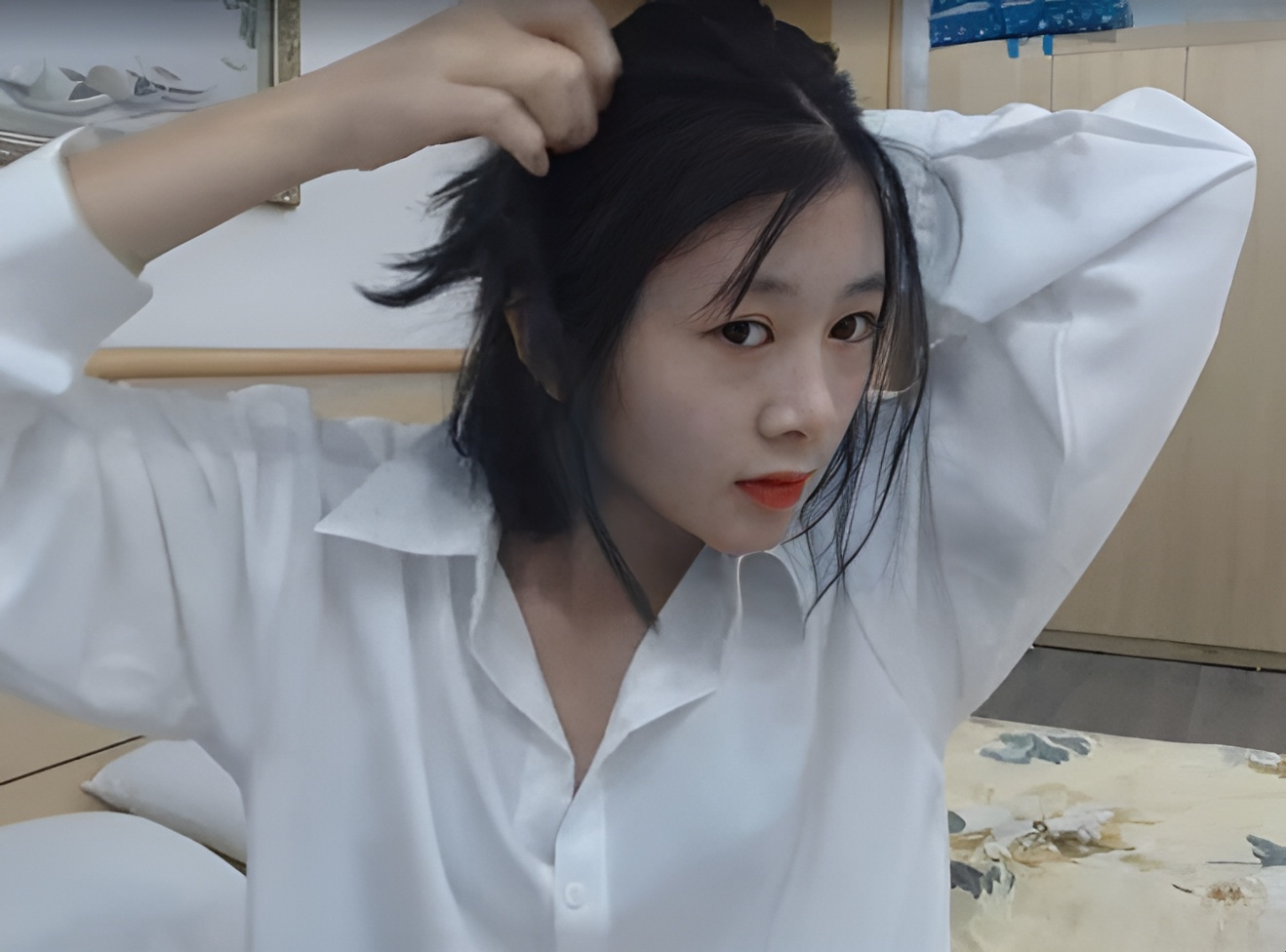 A hard-working girl who studies well and shows off her goods