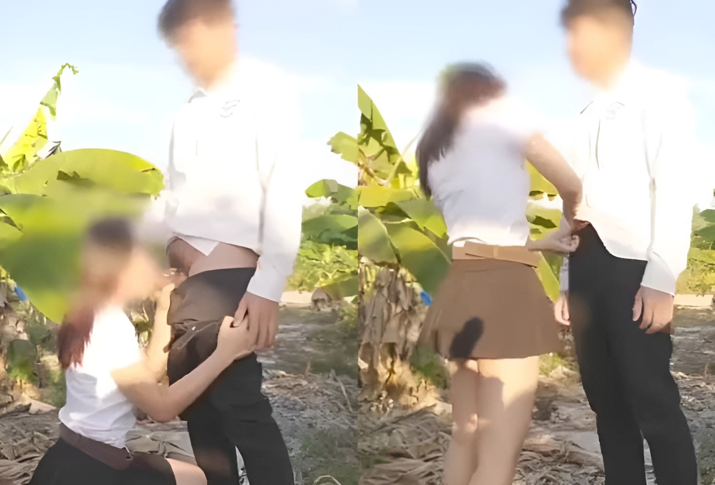 When she gets horny, she takes her to the banana garden to play for fun